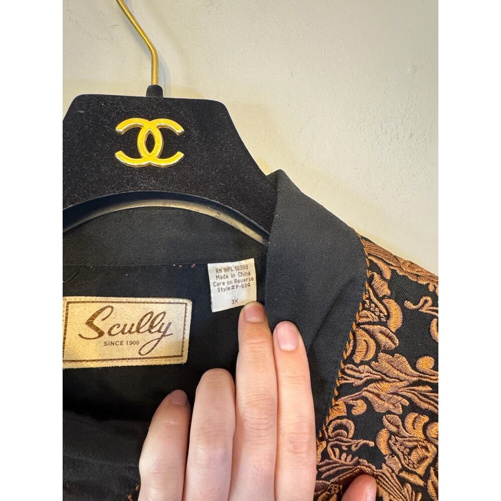 Scully Men's Black Western Snap Shirt with Embroidered Floral Yoke Size 3XL - Picture 5 of 9